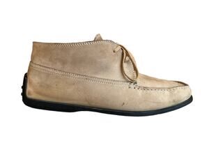 Tods Driving Moccasin Boots Brushed Suede Tan